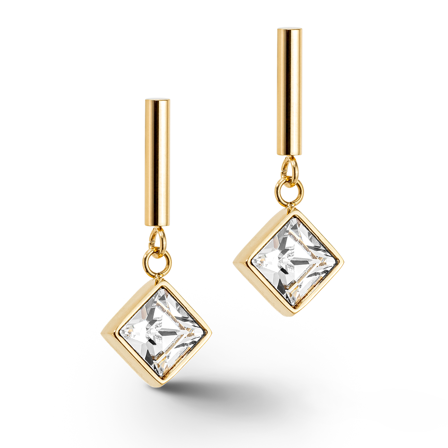 Brilliant Square earrings gold-crystal