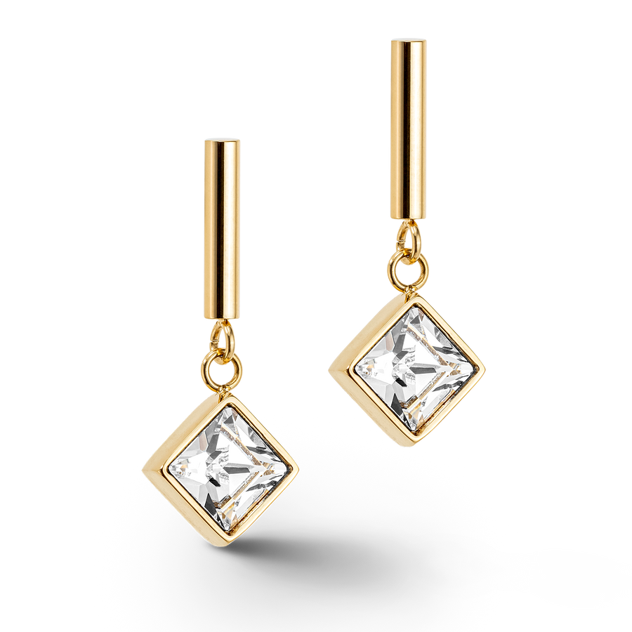 Brilliant Square earrings gold-crystal