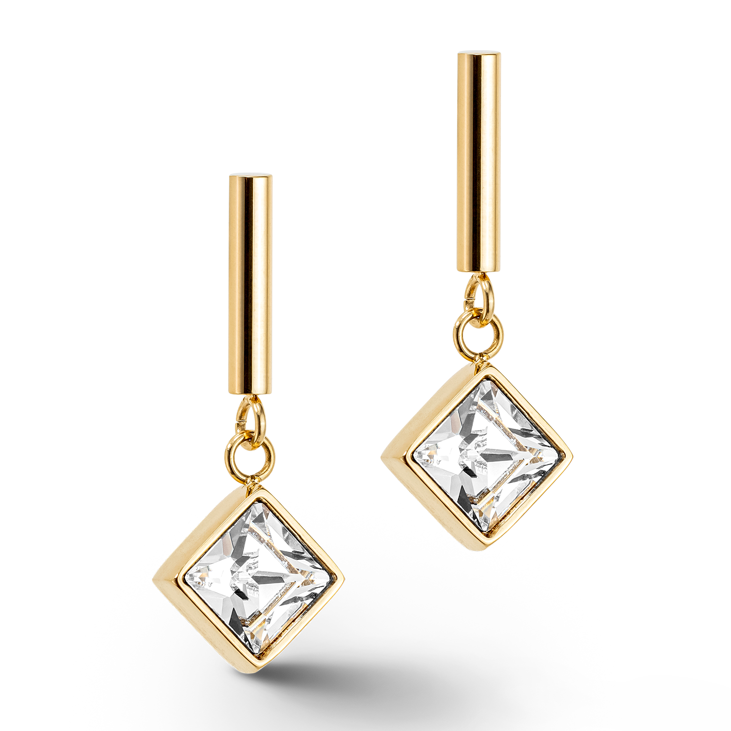 Brilliant Square earrings gold-crystal