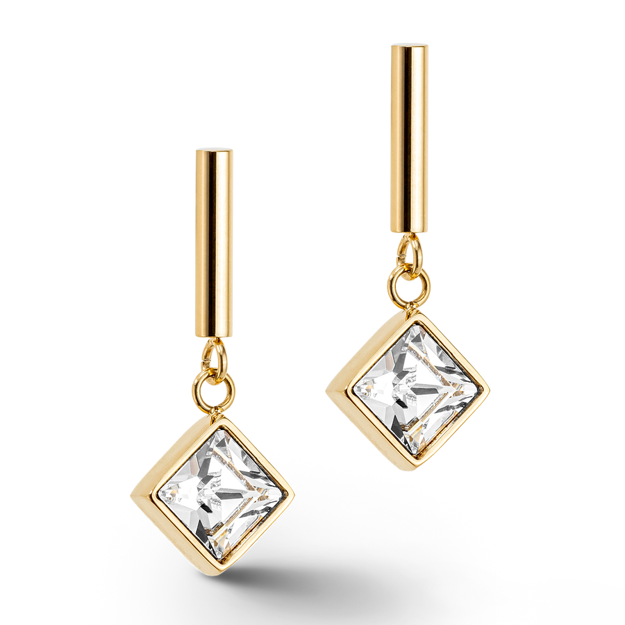 Brilliant Square earrings gold-crystal