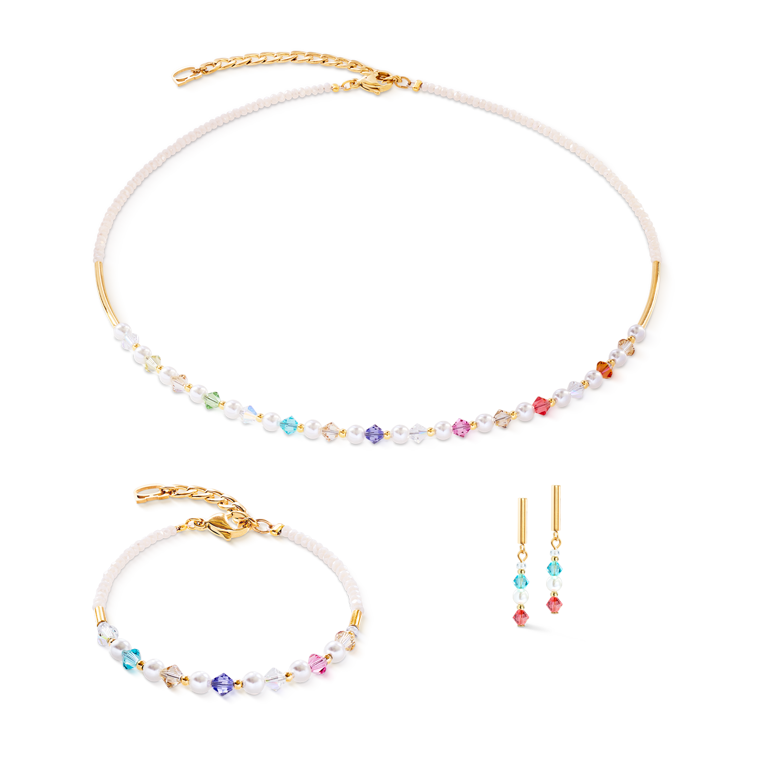 Princess Pearls necklace gold rainbow