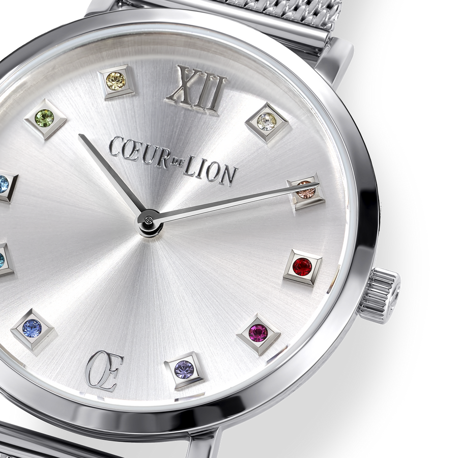 Watch Round Silver Sunray Milanese Stainless Steel