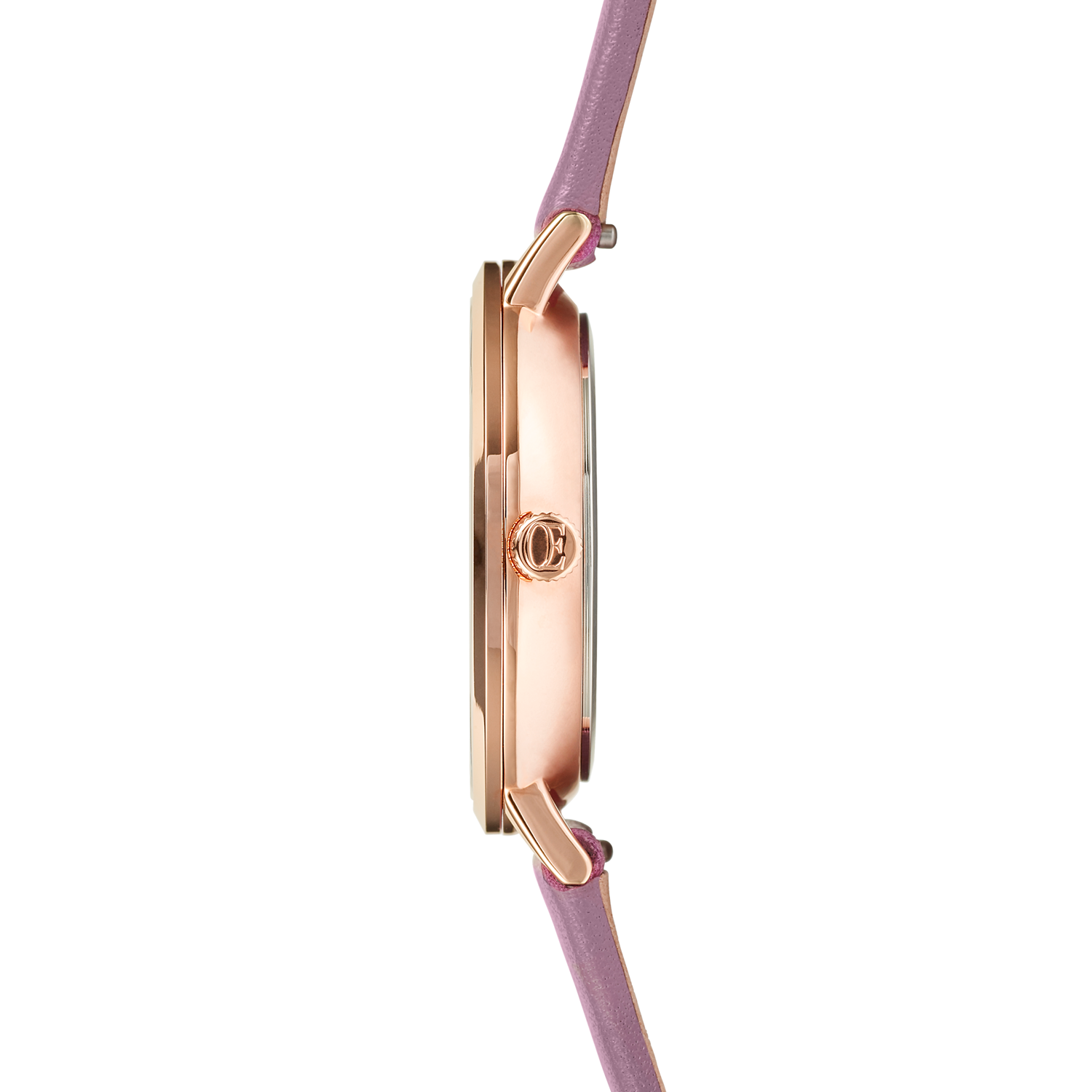 Watch Round Brilliant White Bracelet Leather Mauve
