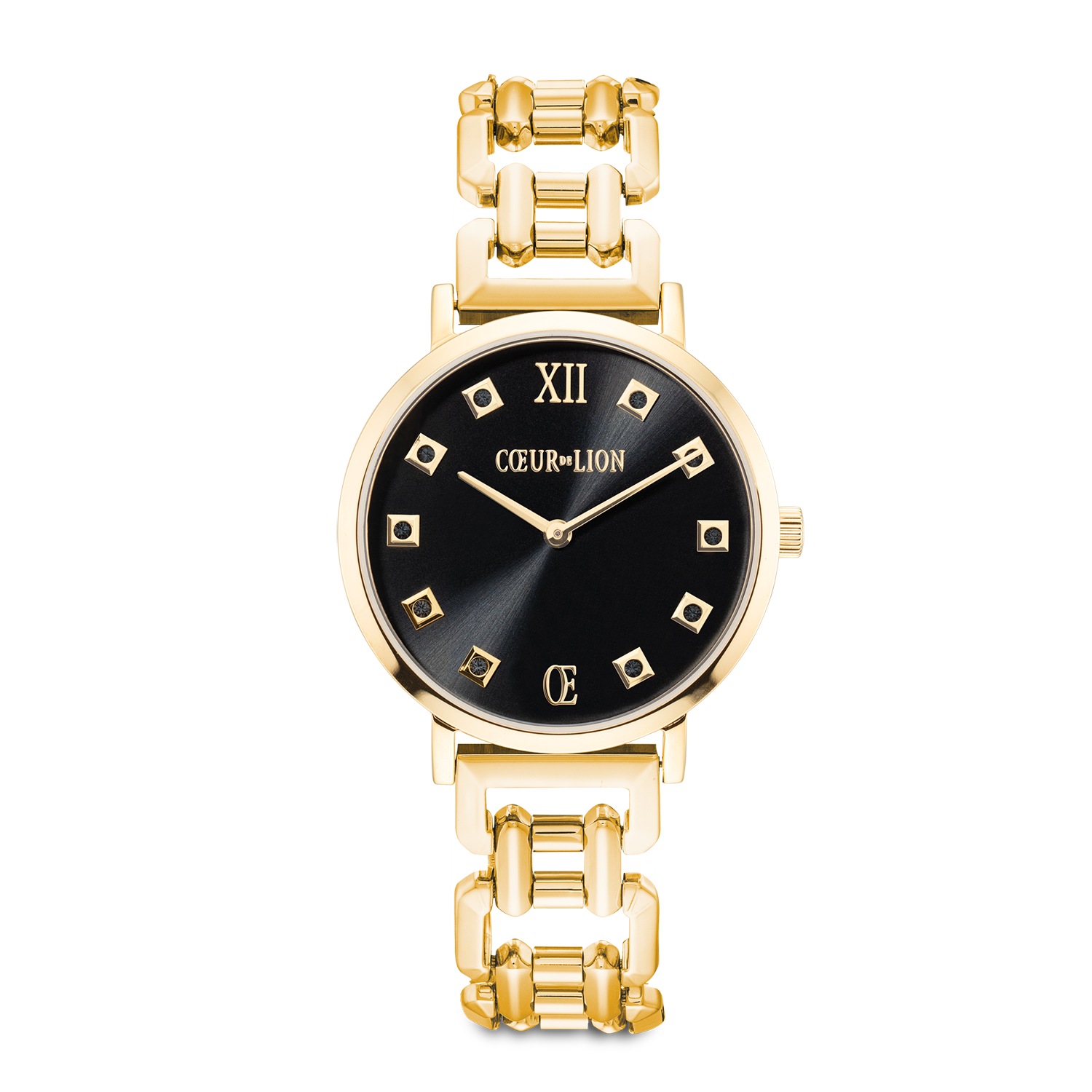 Watch Round Brilliant Glamourous Black Statement Gold
