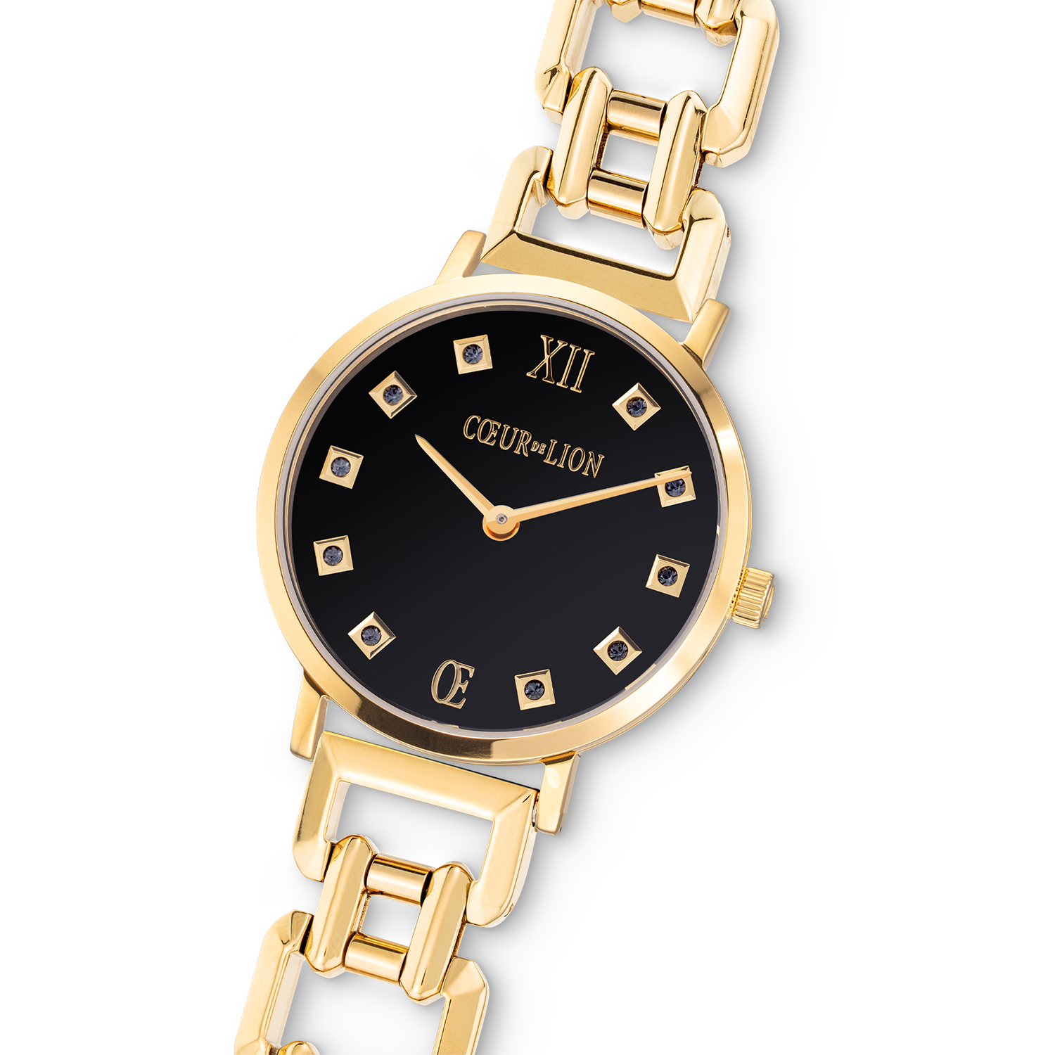 Watch Round Brilliant Glamourous Black Statement Gold