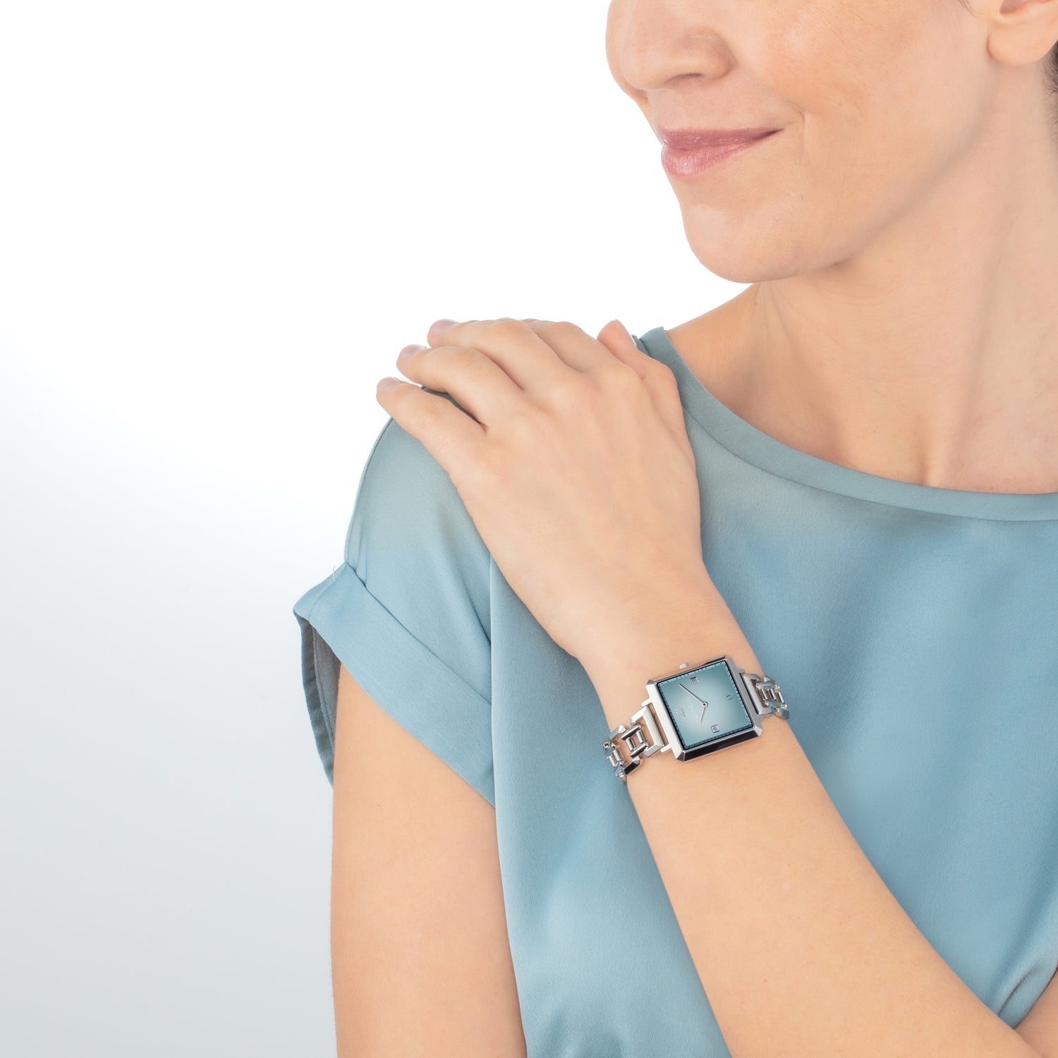 Watch Iconic Cube Ocean Cyan Statement silver