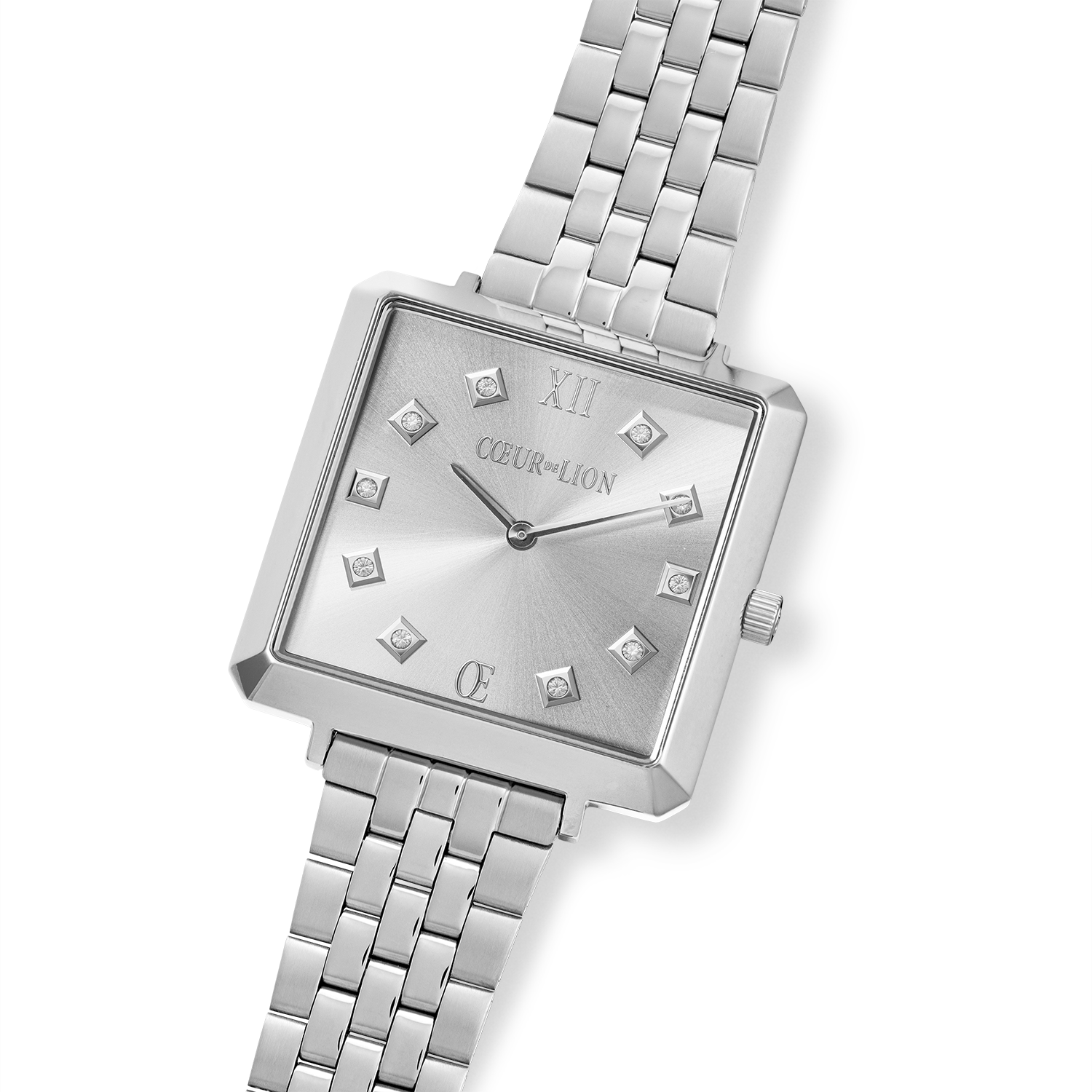 Watch Iconic Square Elegant Monochrome Silver Stainless Steel
