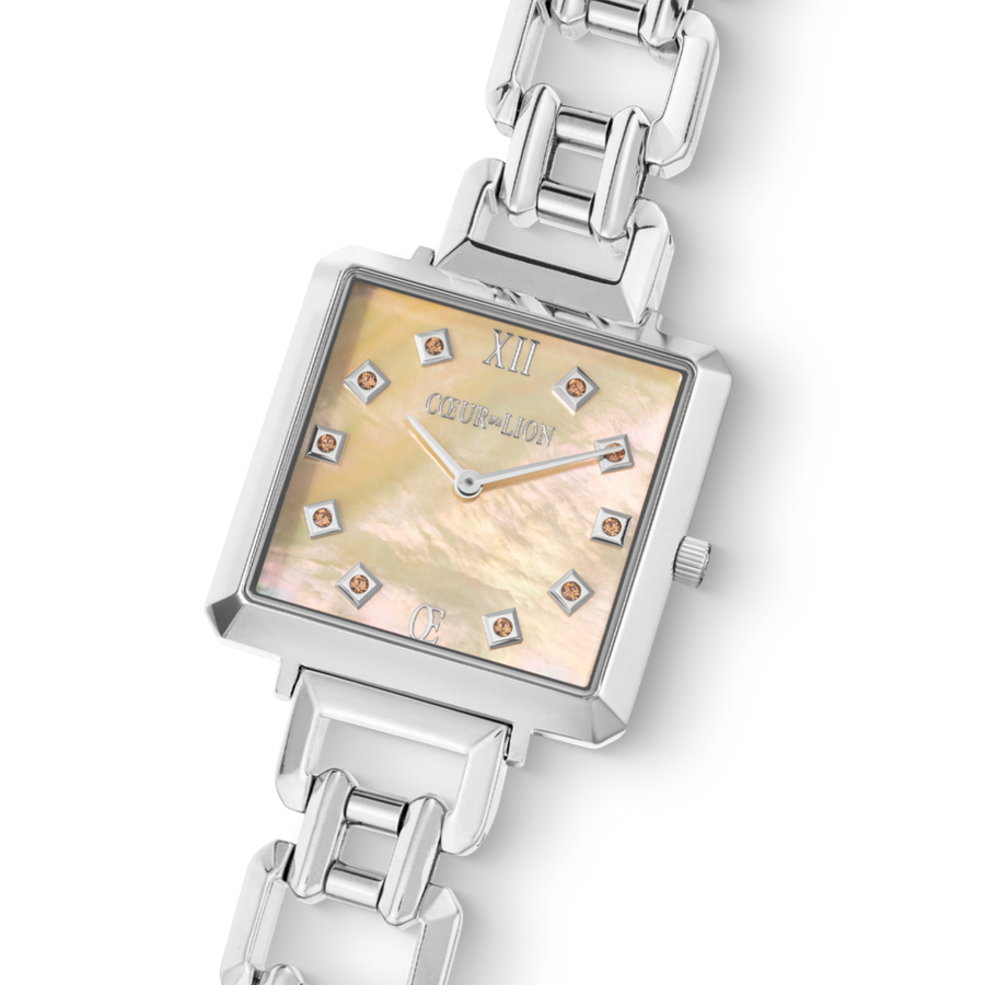 Iconic Cube Statement Watch Apricot Crush Silver