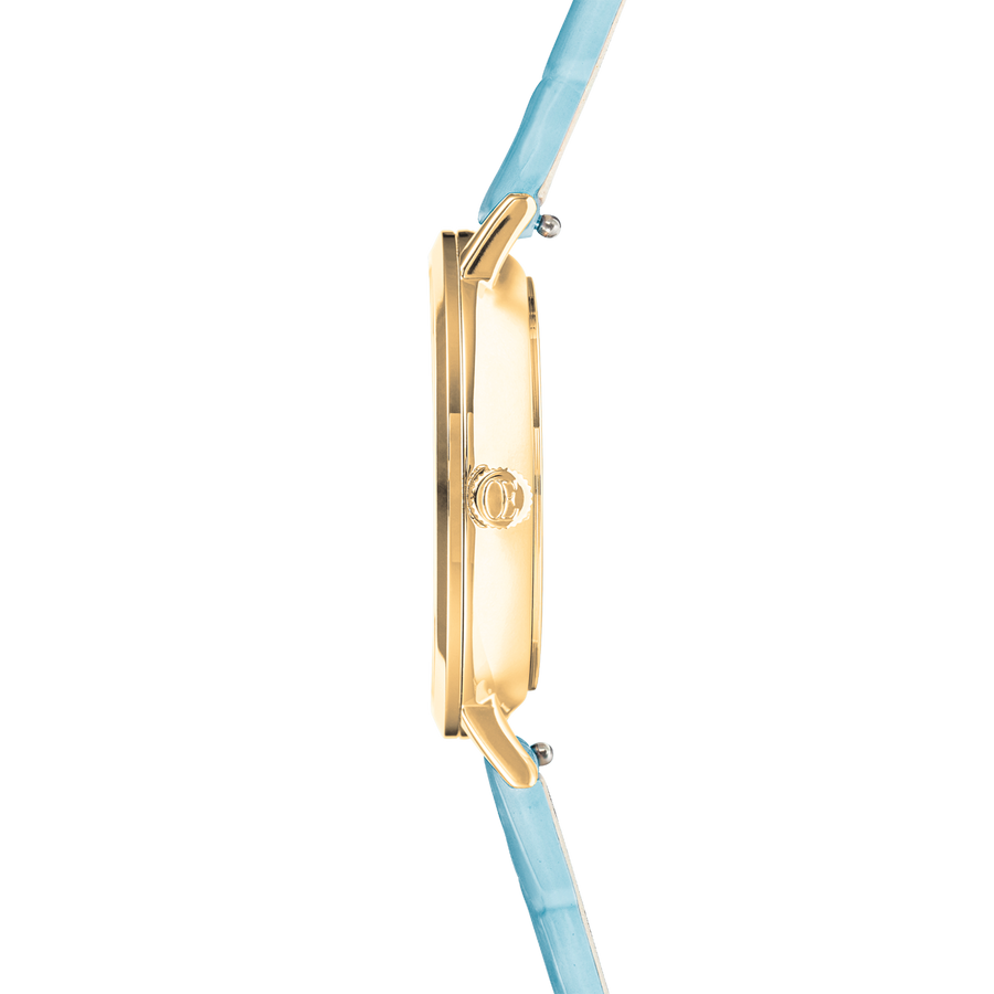 Watch Round Pastel Lovers Gold Bracelet Leather Blue