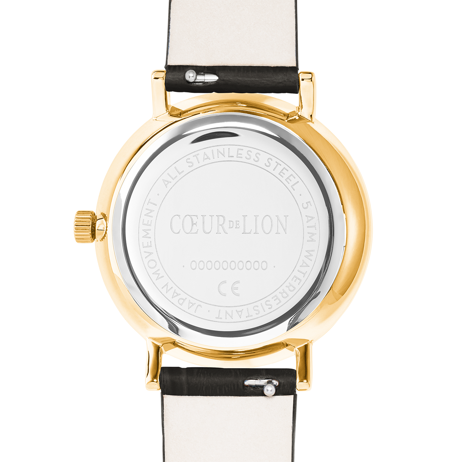 Round Sparkling Sunray Watch Dark Grey Leather Gold