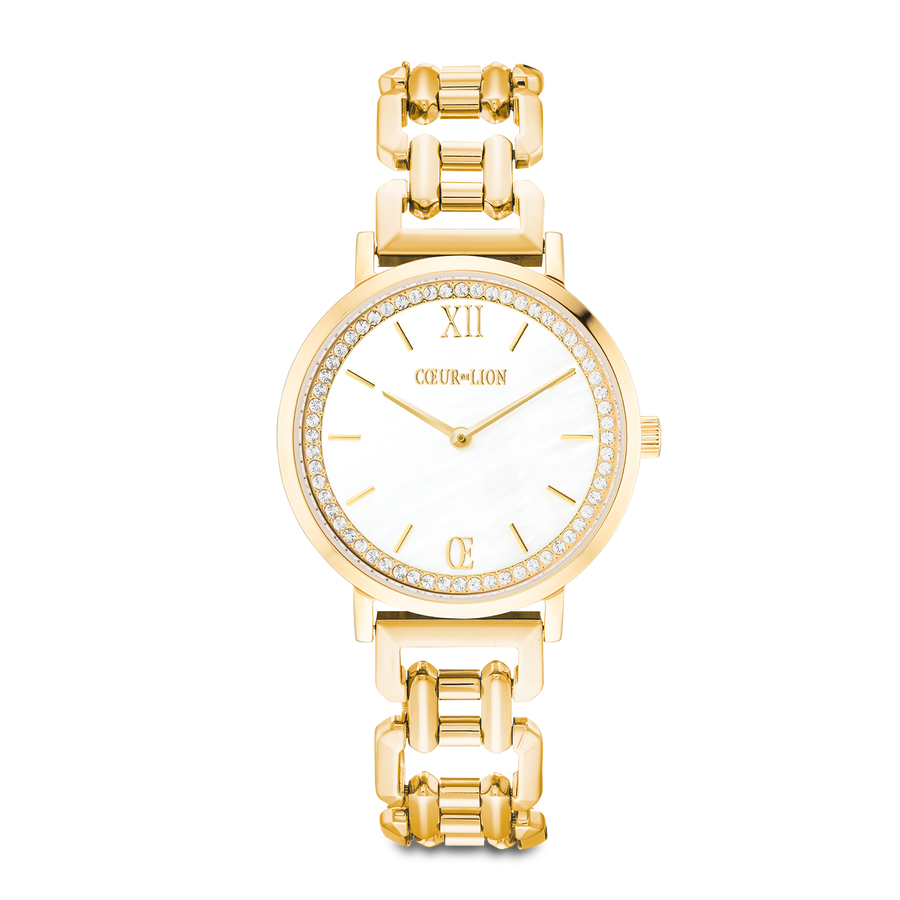 Watch Round Sparkling Mother-of-Pearl Statement