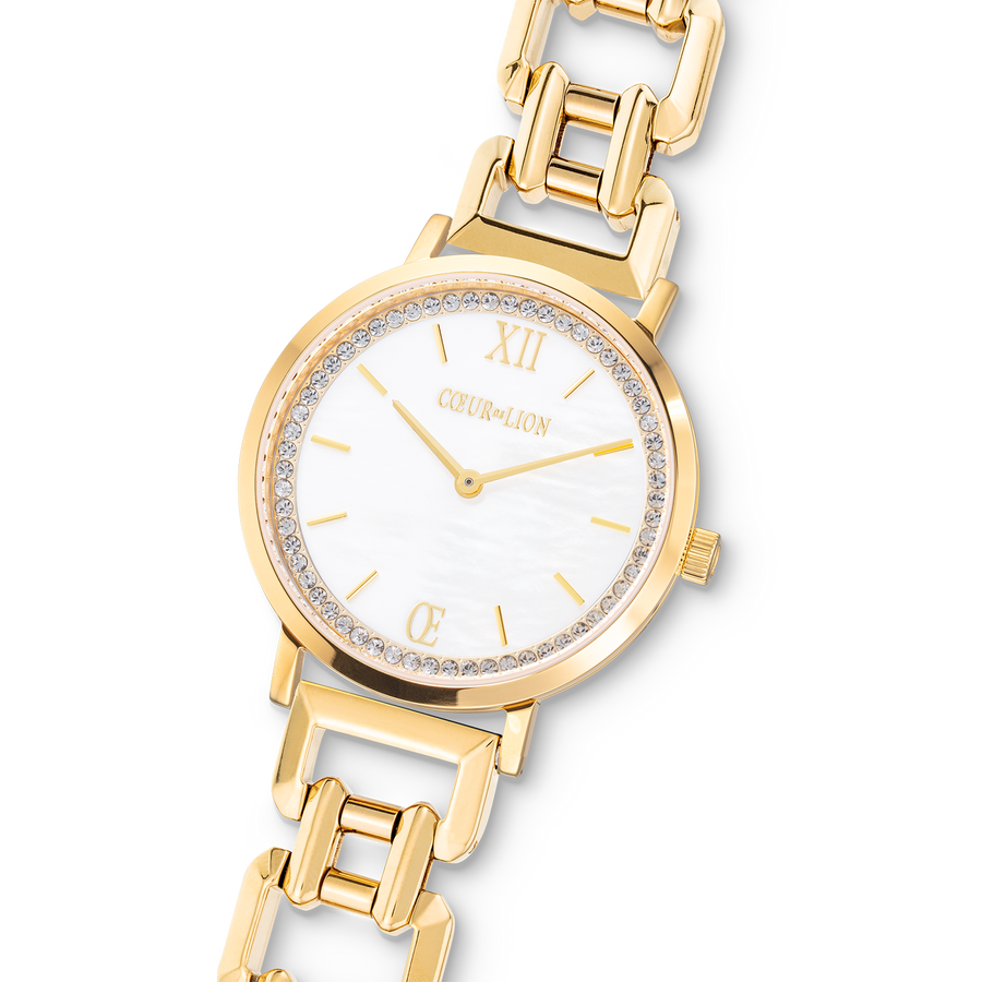 Watch Round Sparkling Mother-of-Pearl Statement