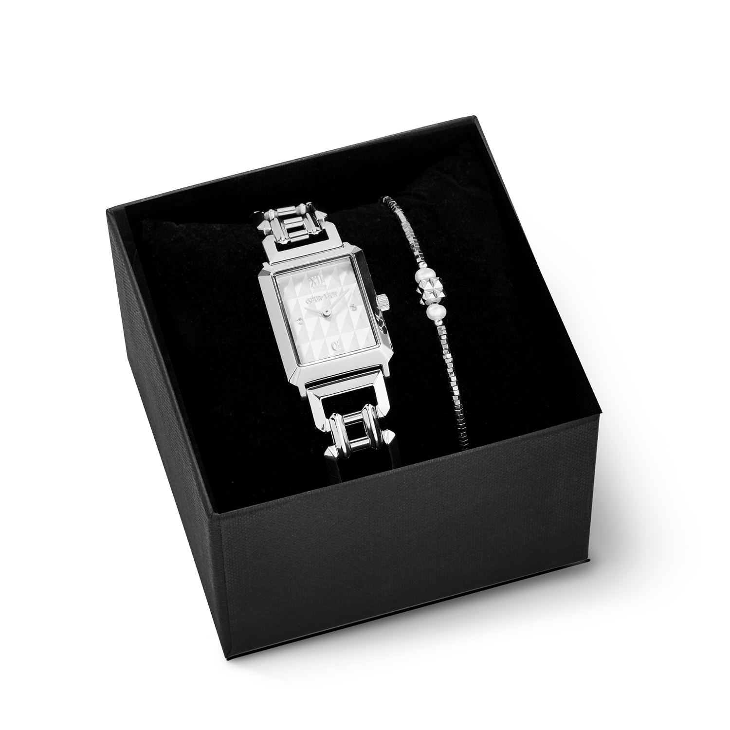 Gift Set Watch Iconic Spikes Silver & bracelet Edge & Grace anthracite-silver