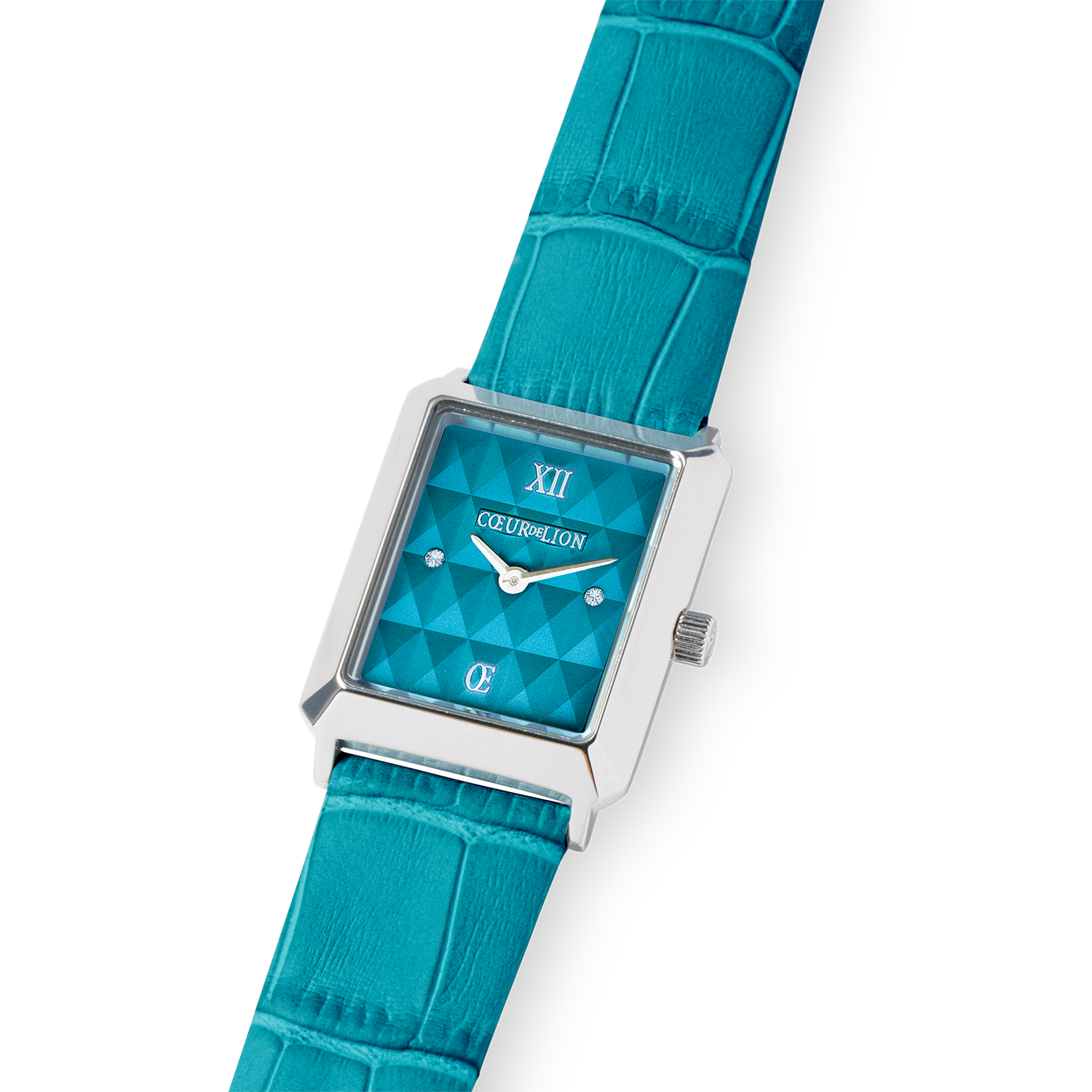 Watch Iconic Spikes Transformative Teal Silver Bracelet Leather