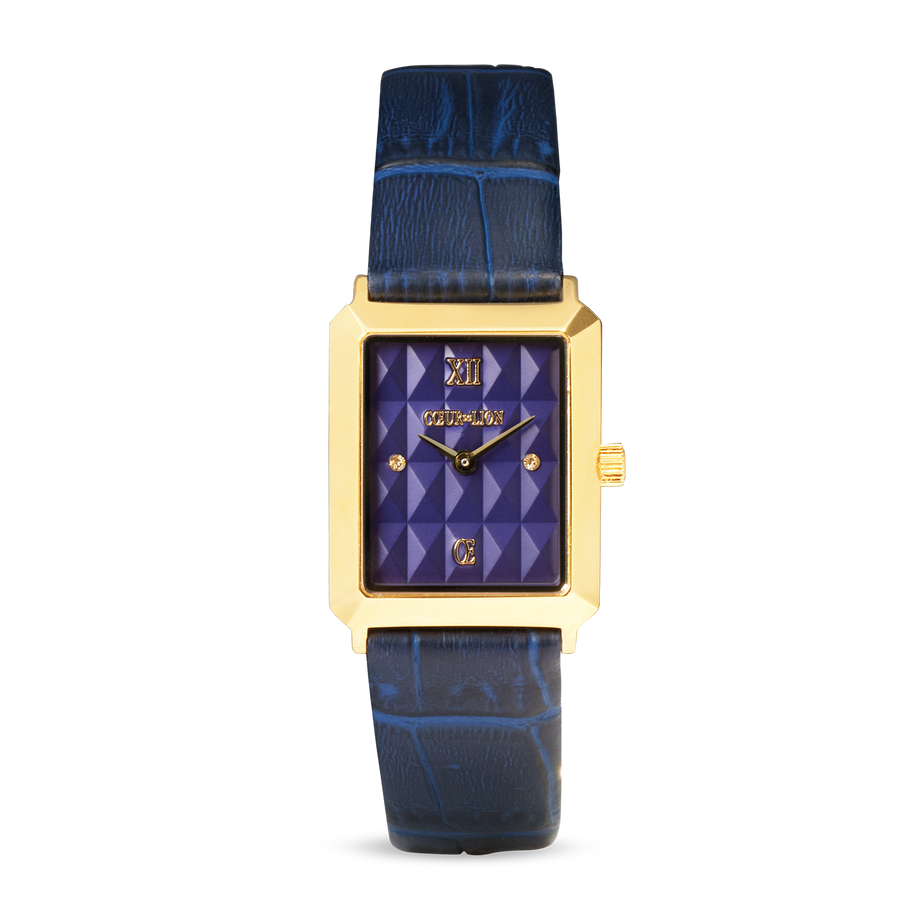 Watch Iconic Spikes Bracelet Leather Midnight Blue Gold
