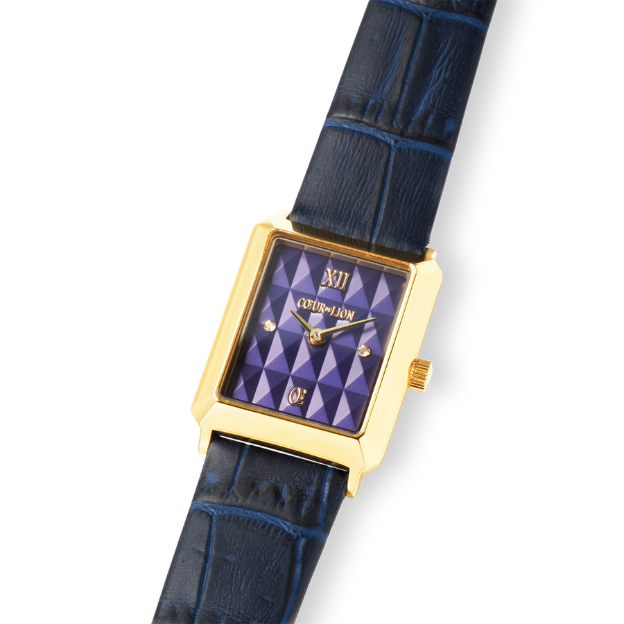 Watch Iconic Spikes Bracelet Leather Midnight Blue Gold