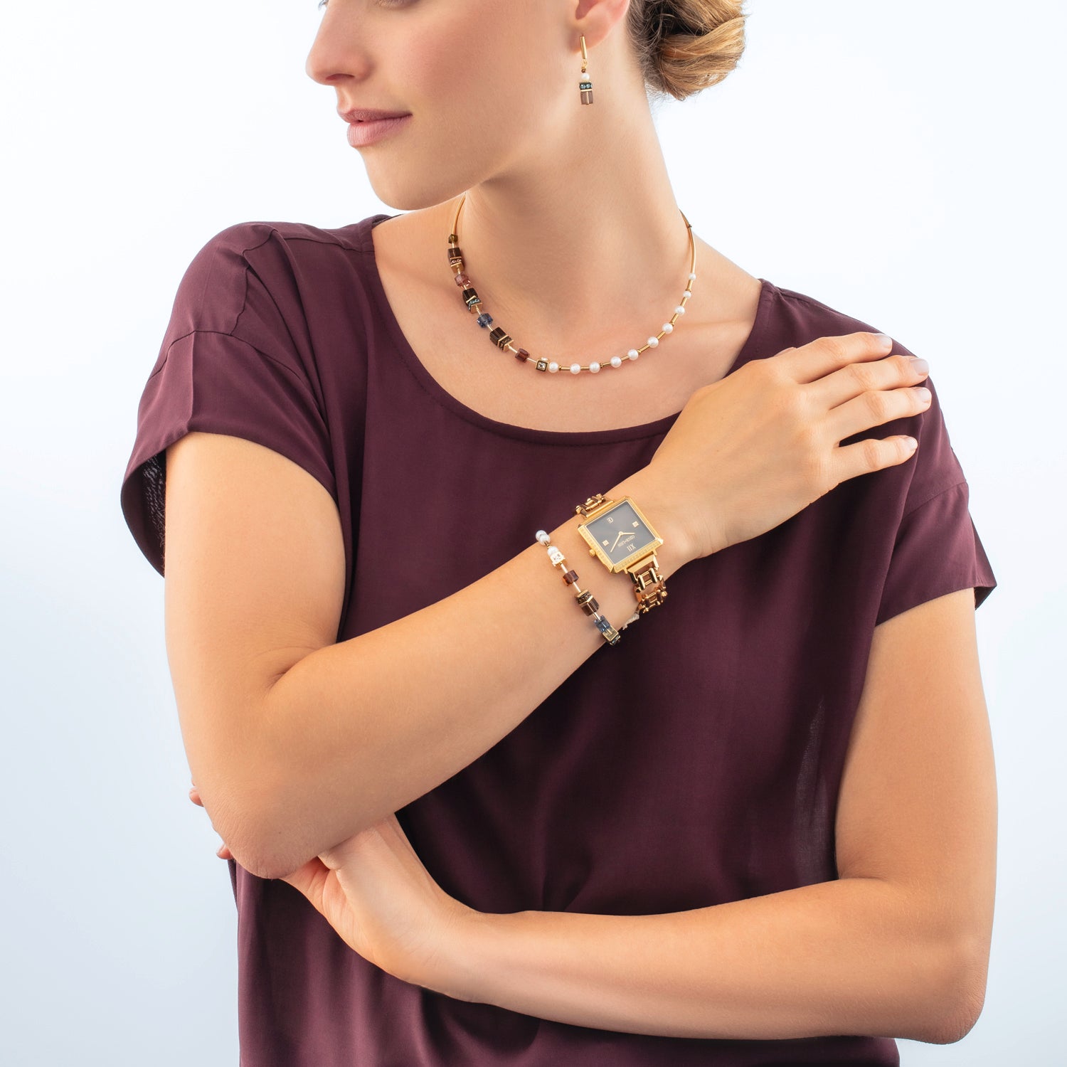 Watch Iconic Cube Sparkling Mystic Mocca Statement gold
