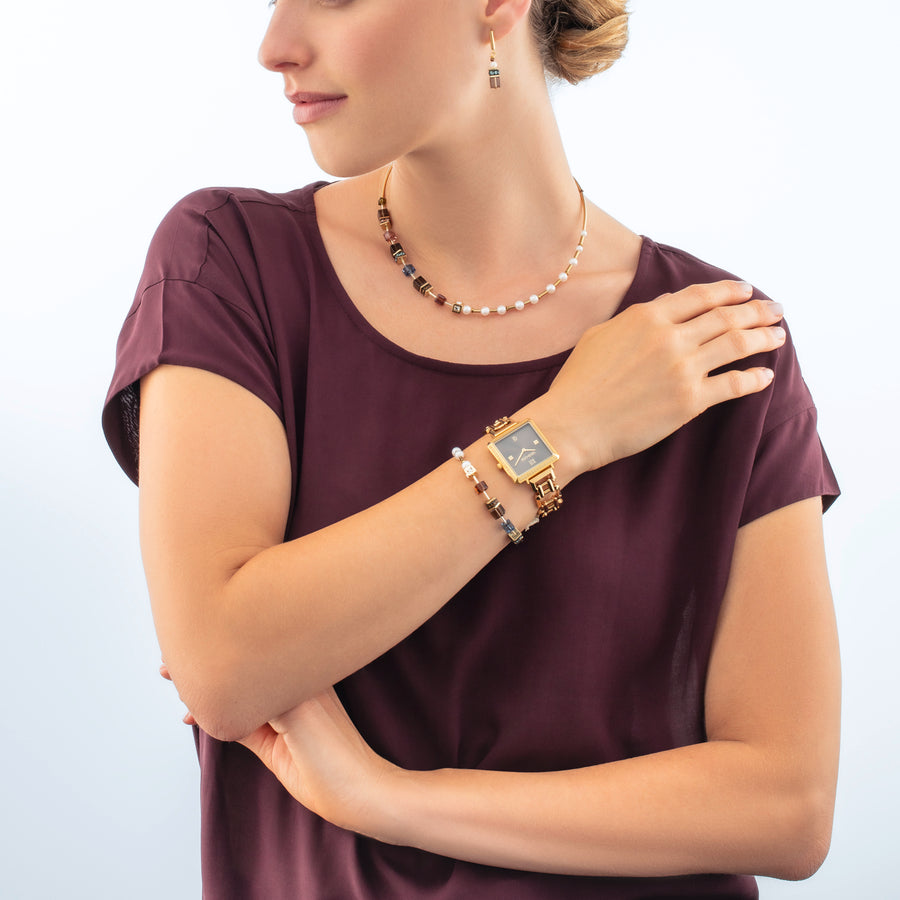 Watch Iconic Cube Sparkling Mystic Mocca Statement gold
