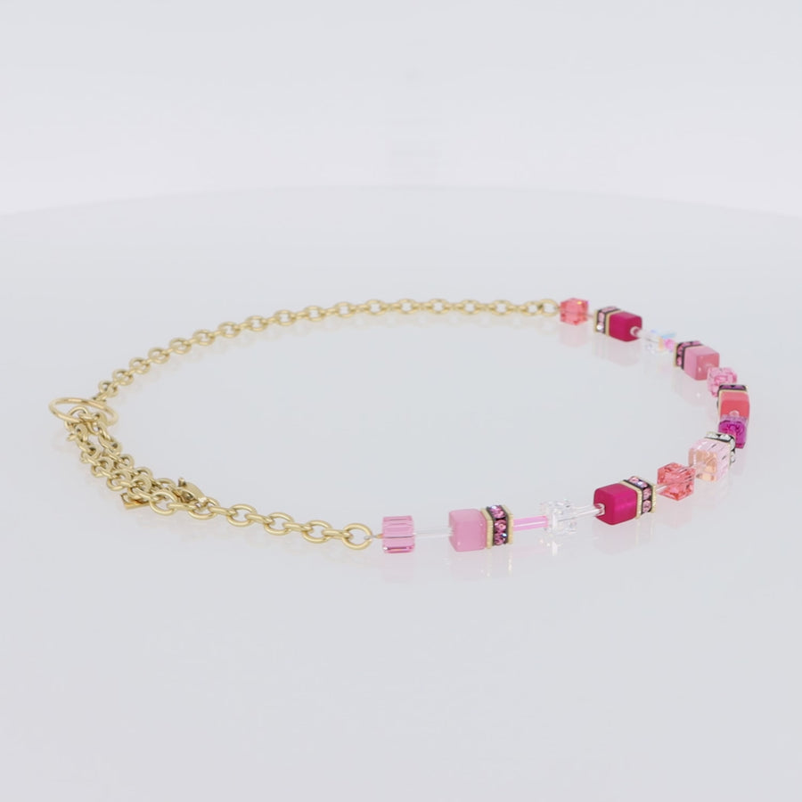 GeoCUBE® Iconic Chain necklace gold-magenta