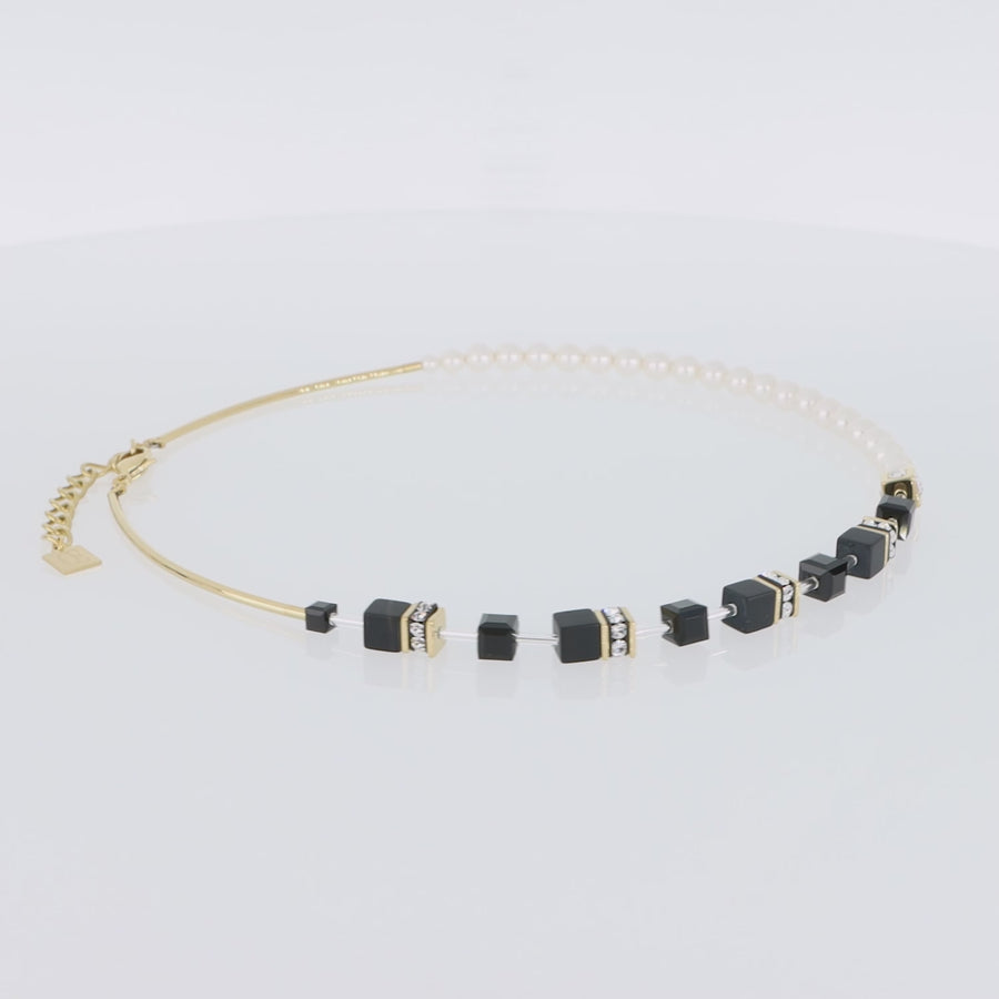 GeoCUBE® Precious Fusion Pearls necklace black-gold