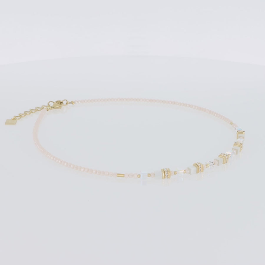 Mini Cubes necklace gold white