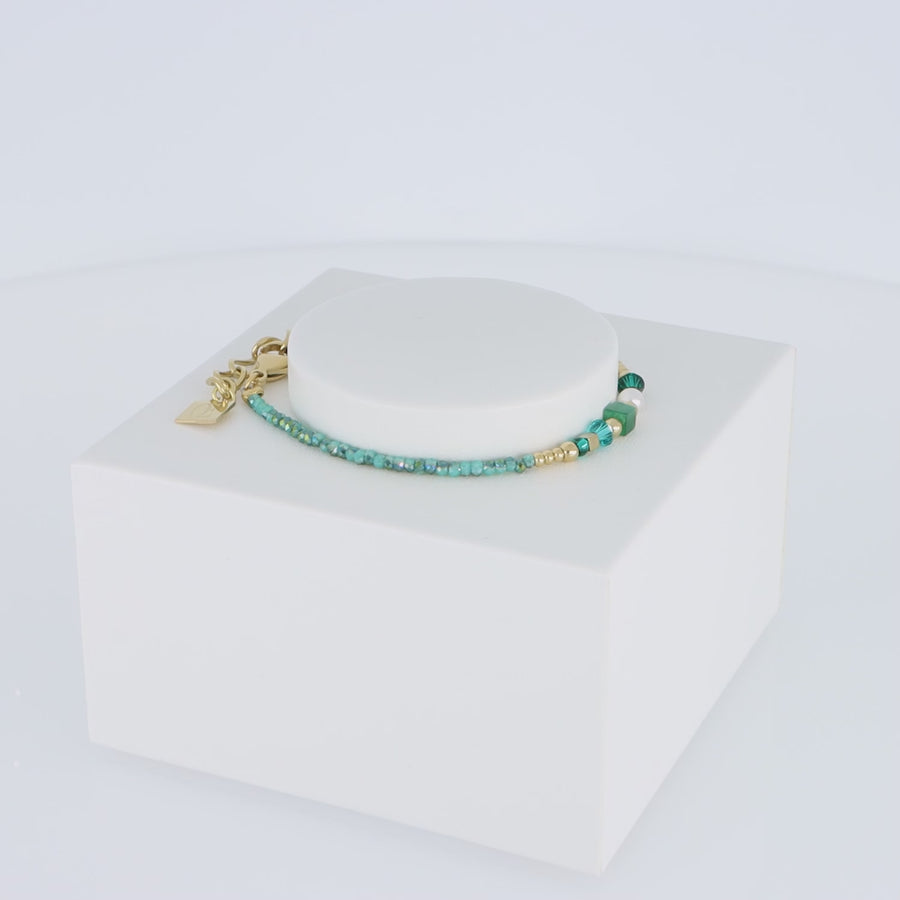 Bracelet Square Stripes gold-green