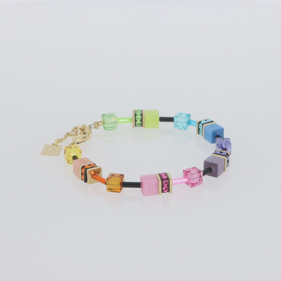 GeoCUBE® Bracelet multicolour rainbow gold