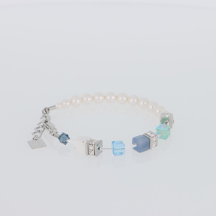 GeoCUBE® Precious Fusion Pearls bracelet aqua blue