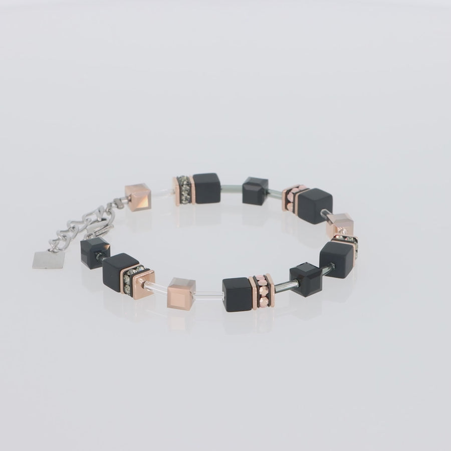 GeoCUBE® Bracelet onyx black-rose gold