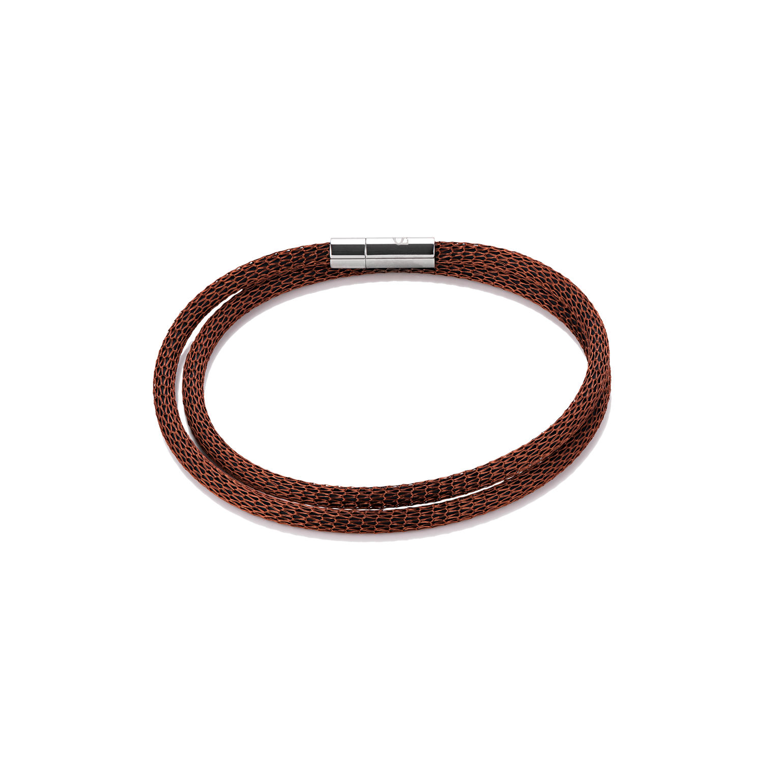 Bracelet mesh silver-coated & enamelled brown