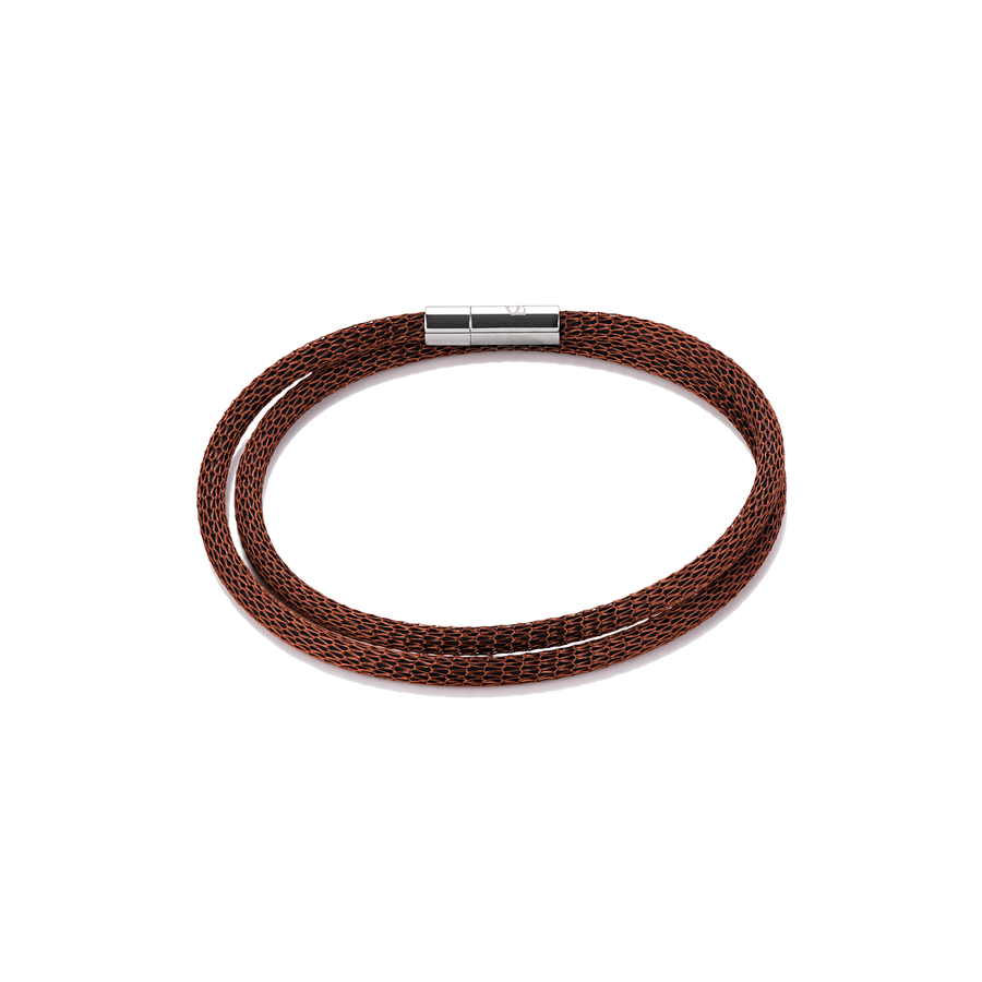 Bracelet mesh silver-coated & enamelled brown