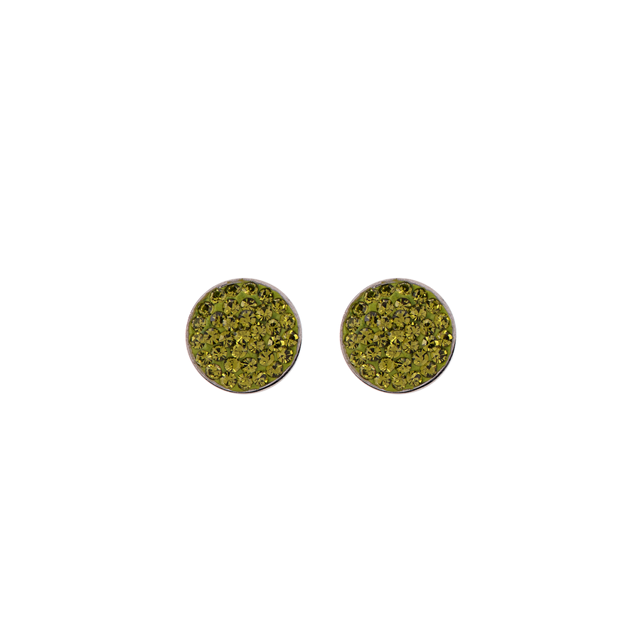 Earrings rhinestone pave olive