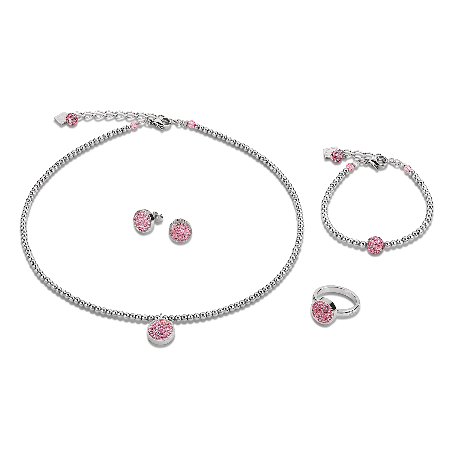 Earrings rhinestone pavé rose
