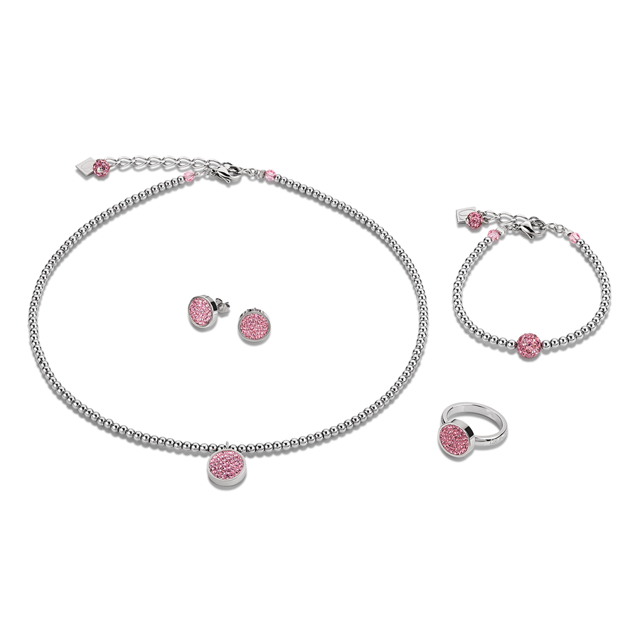 Earrings rhinestone pavé rose