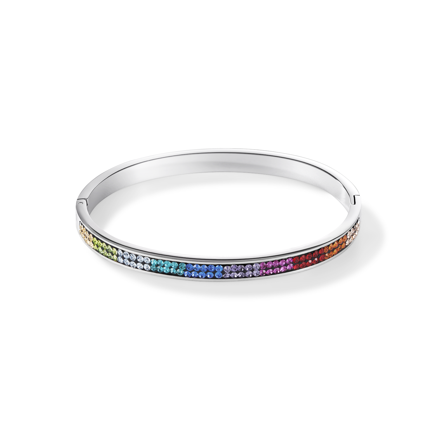 Bangle stainless steel & crystals pavé multicolour