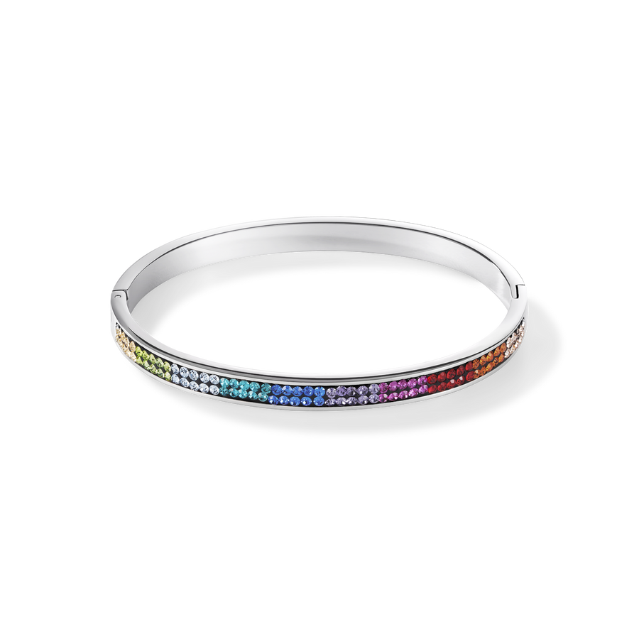 Bangle stainless steel & crystals pavé multicolour