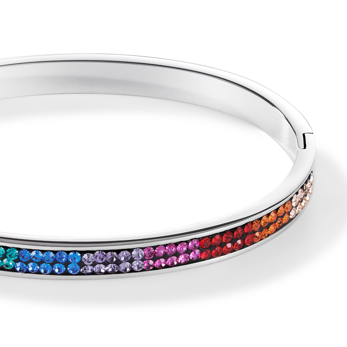 Bangle stainless steel & crystals pavé multicolour
