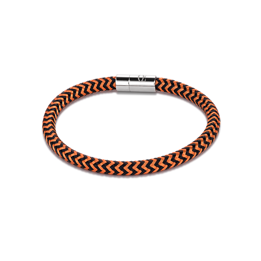 Bracelet metal braided orange-black