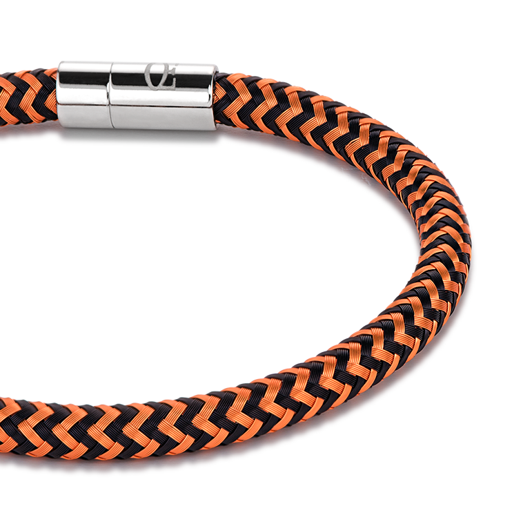 Bracelet metal braided orange-black
