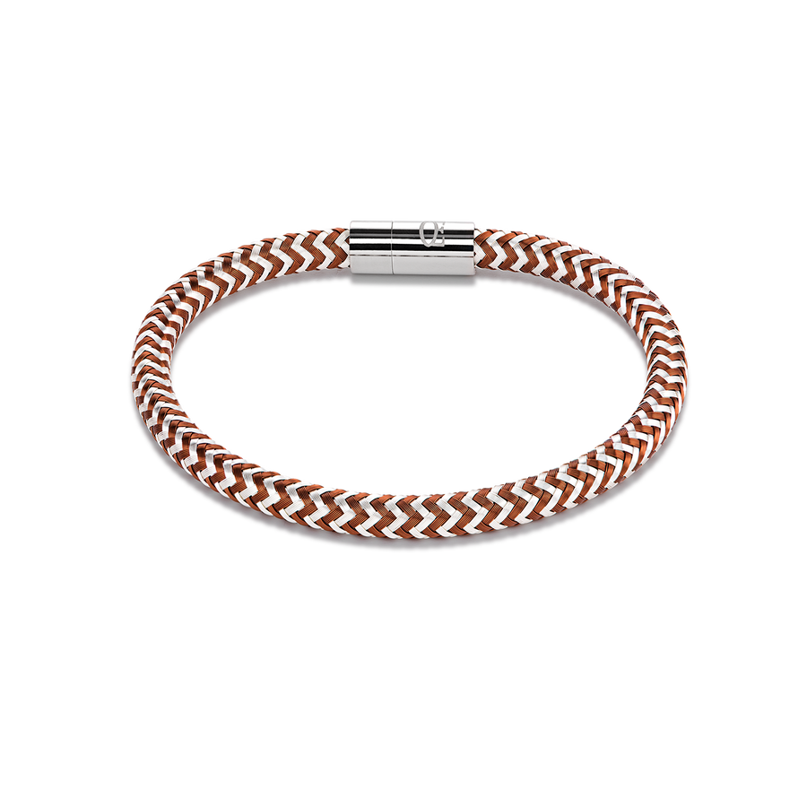 Bracelet metal braided brown-silver