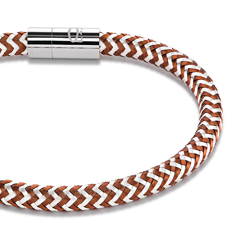 Bracelet metal braided brown-silver