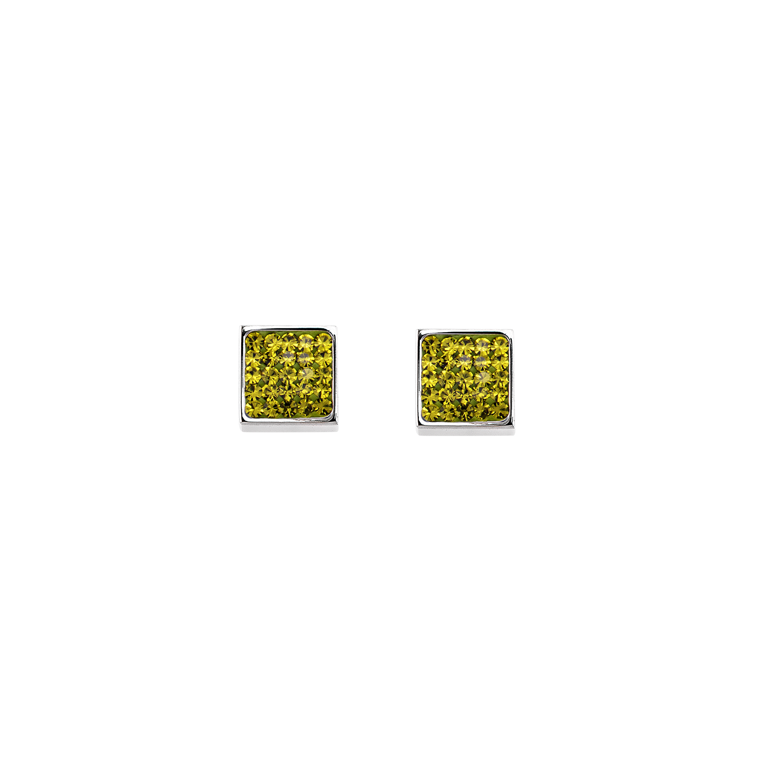 Earrings stainless steel & crystals pavé olive