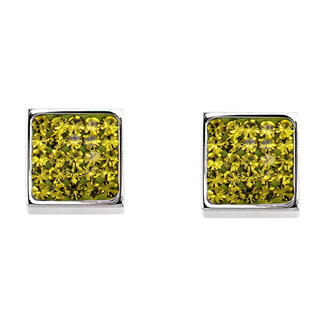 Earrings stainless steel & crystals pavé olive