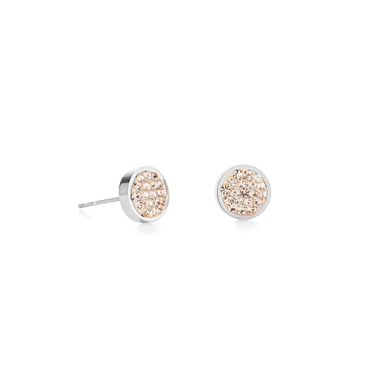 Earrings stainless steel & crystals pavé peach