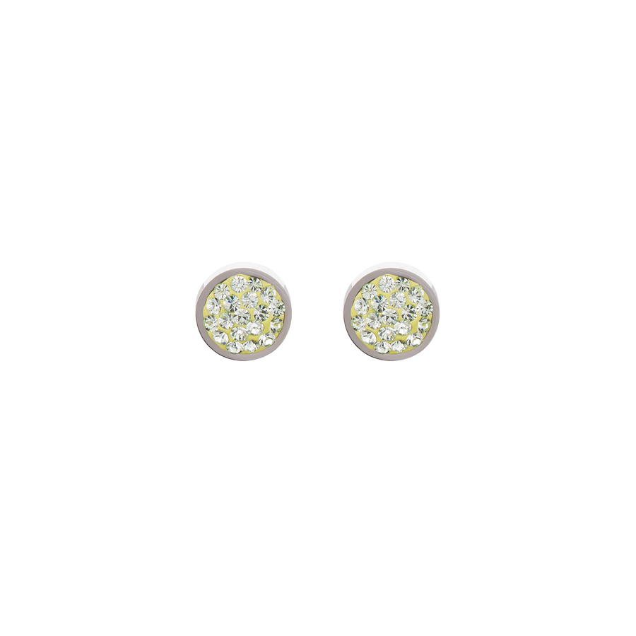 Earrings stainless steel & crystals pavé light green