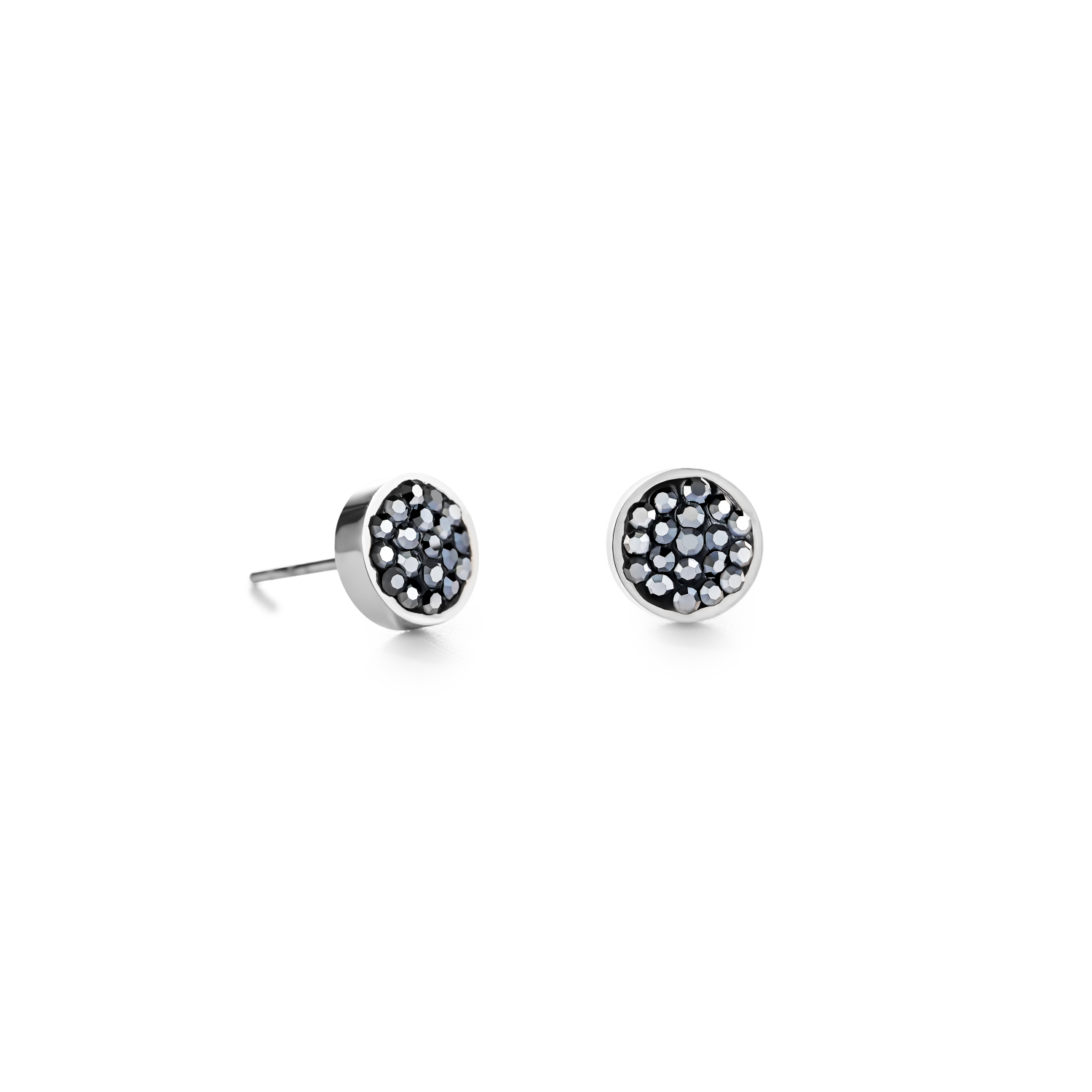 Earrings stainless steel & crystals pavé anthracite