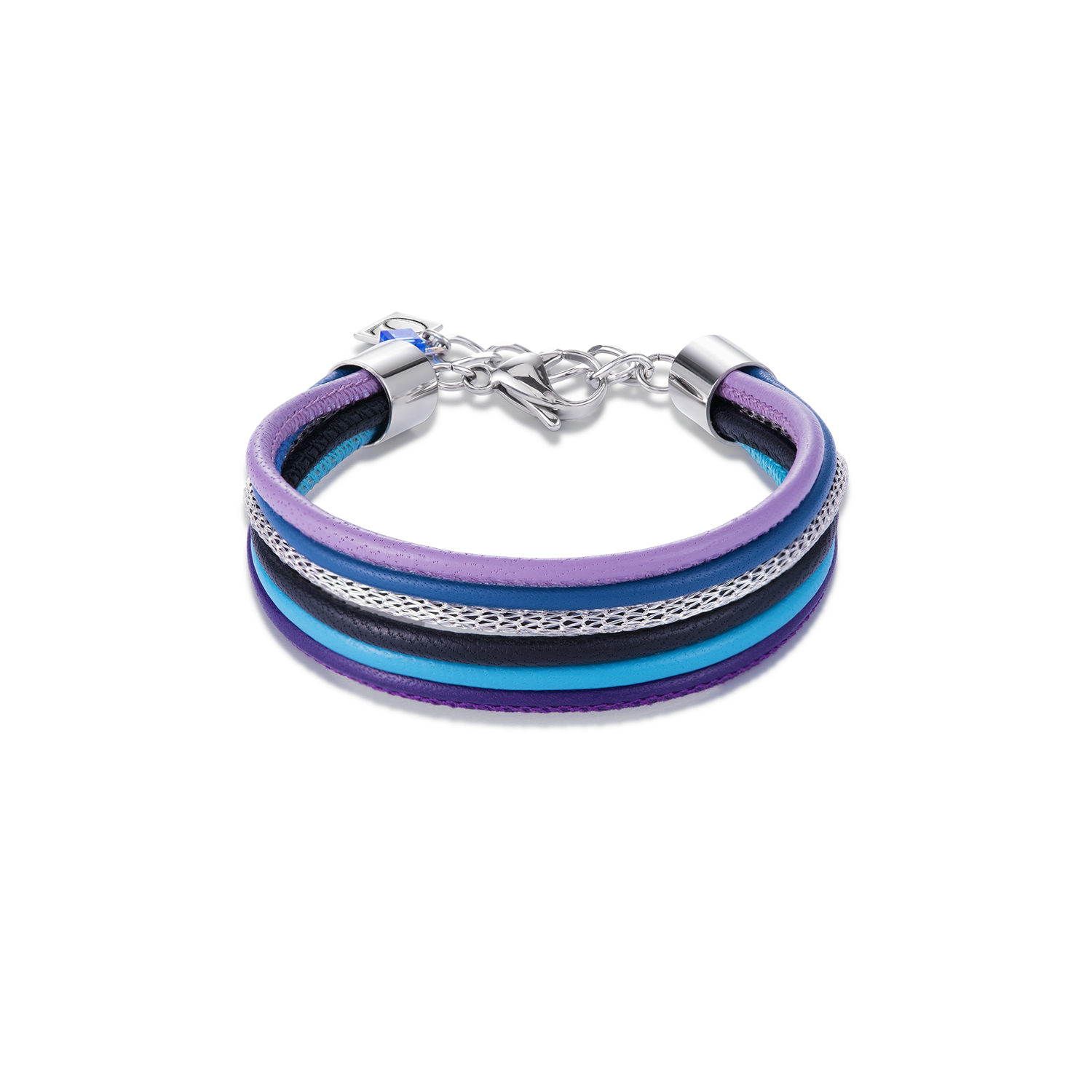 Bracelet Multirow Nappa Leather & Mesh blue-purple