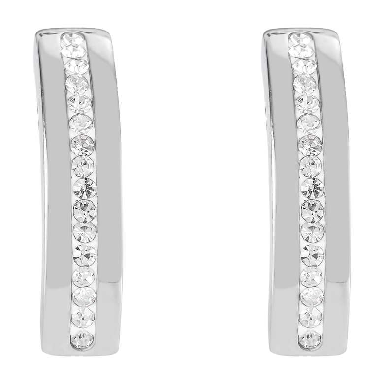 Earrings stainless steel & crystals pavé strip crystal