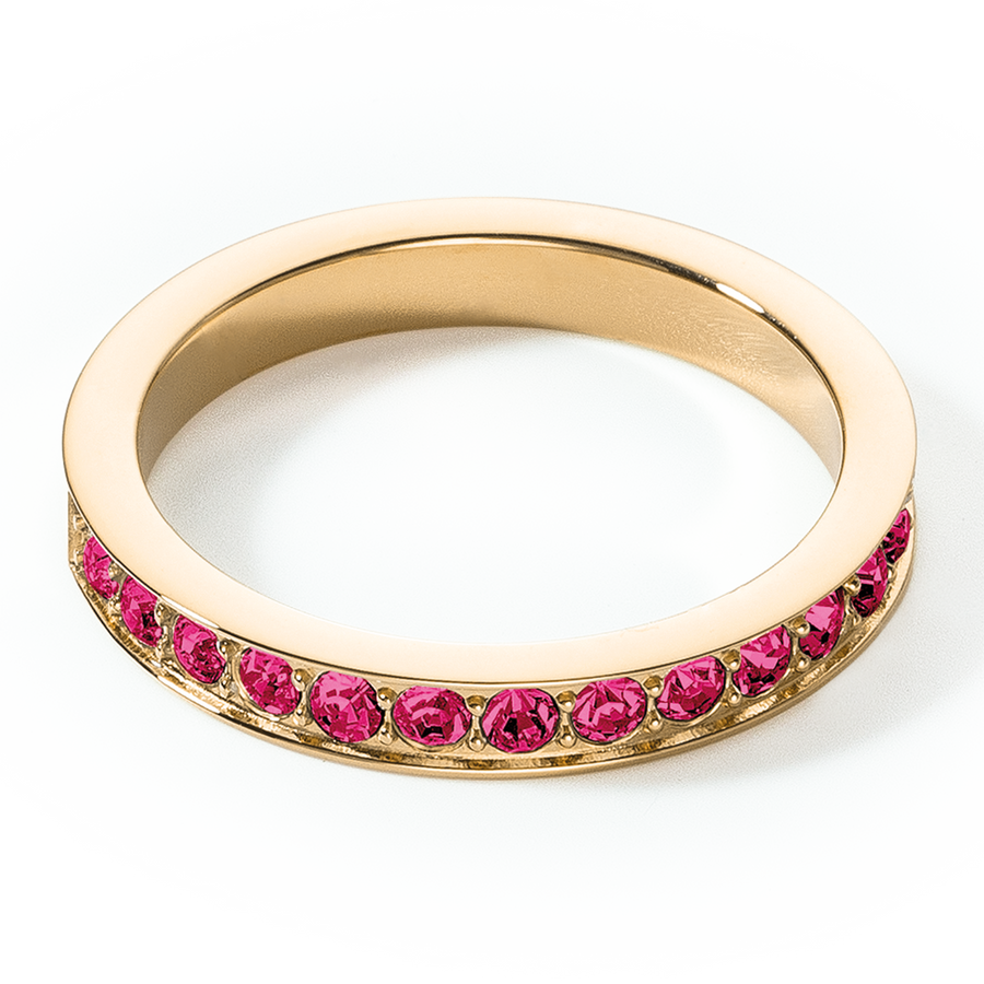 Ring stainless steel & crystals gold pink