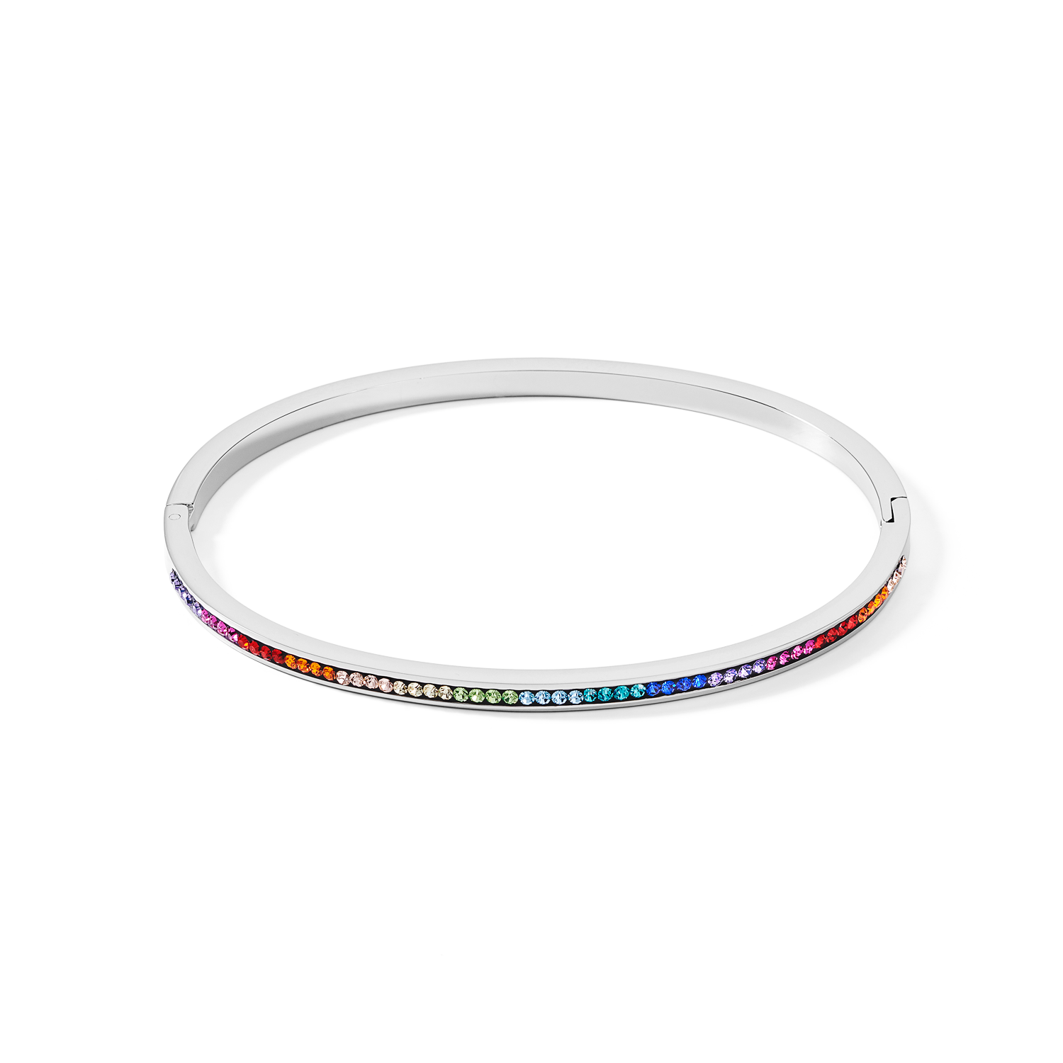 Bangle stainless steel silver & crystals pavé multicolour 17